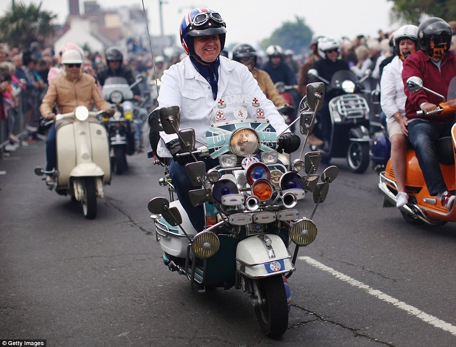 Getting into the swing of things: Many riders dress up for the mass ride which took place yesterday 