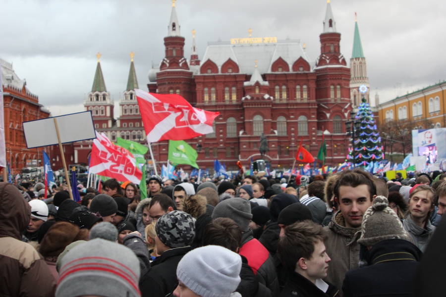 Марш барабанщиков на митинге сторонников Единой России, 12 декабря 2011 года