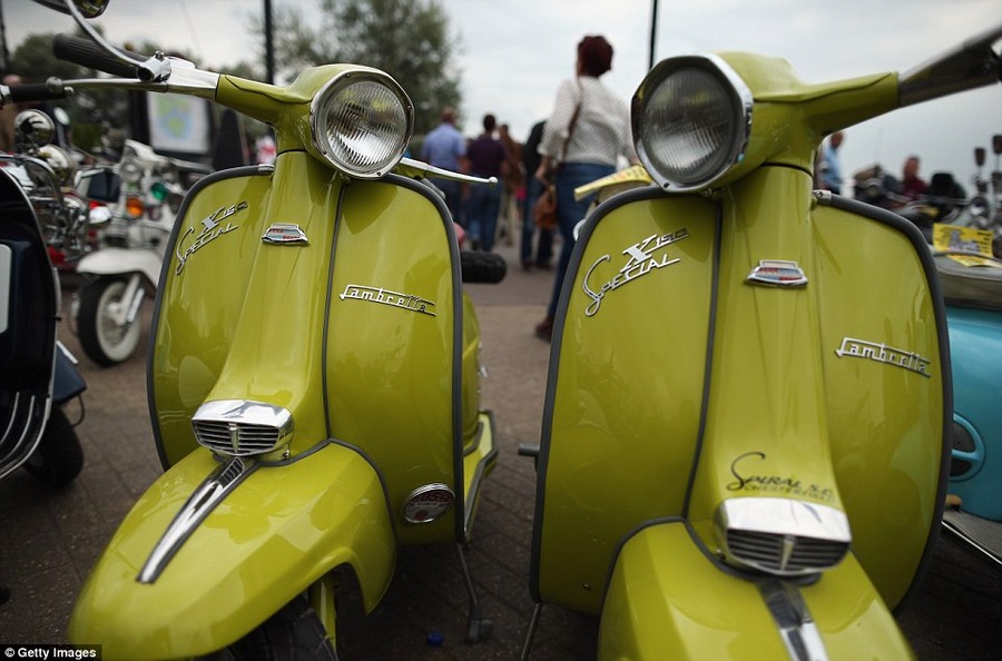 Classic cool: Lambretta has been popular with motorists for generations and was represented in full force at this weekend's festival 