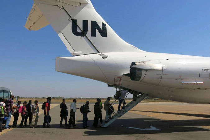 Миссия Организации Объединенных Наций в Судане в международном аэропорту Джуба.