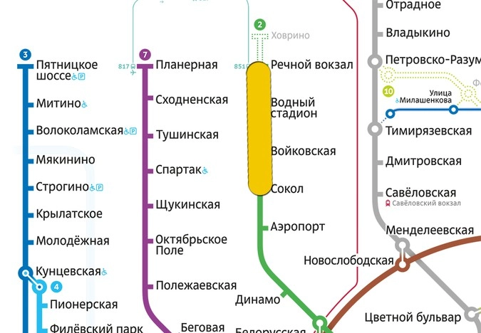 Ховрино метро на схеме метрополитена