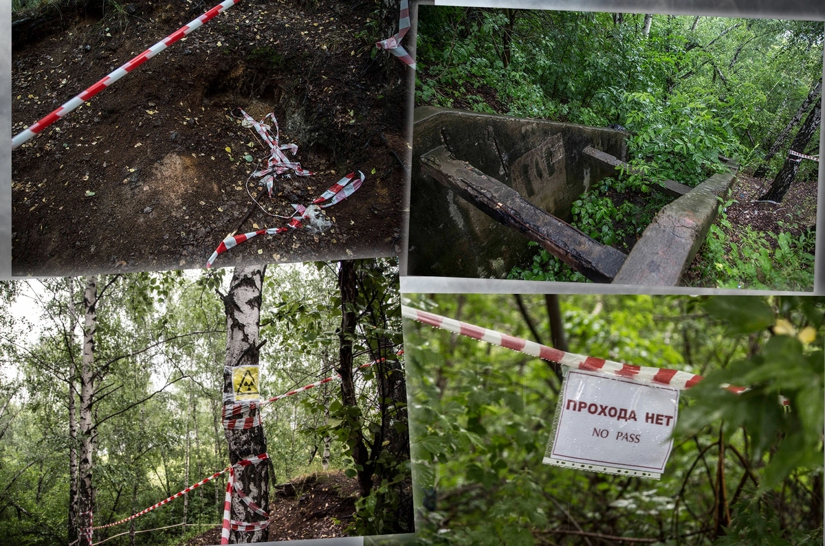 Пробраться в "столичный чернобыль" не составляет никакого труда. Вместо заборов, ограждений и охраны - полиэтиленовые ленточки да распечатанные на принтере значки радиационной опасности. Кто их повесил - досконально неизвестно. Бетонная конструкция вверху справа - бетонный отстойник для жидких радиоактивных отходов Пробраться в "столичный чернобыль" не составляет никакого труда. Вместо заборов, ограждений и охраны - полиэтиленовые ленточки да распечатанные на принтере значки радиационной опасности. Кто их повесил - досконально неизвестно. Бетонная конструкция вверху справа - бетонный отстойник для жидких радиоактивных отходов
