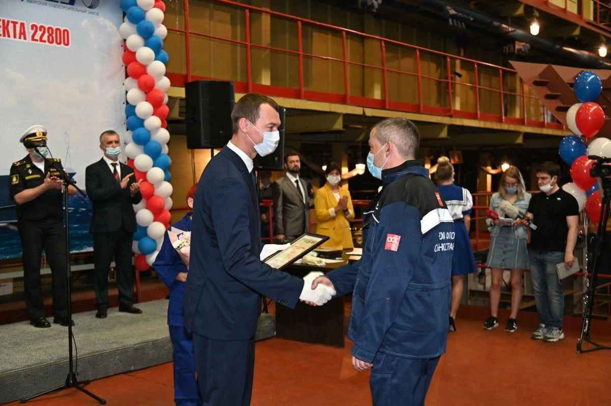 Церемония закладки малого ракетного корабля проекта 22800 "Павловск" Церемония закладки малого ракетного корабля проекта 22800 "Павловск"