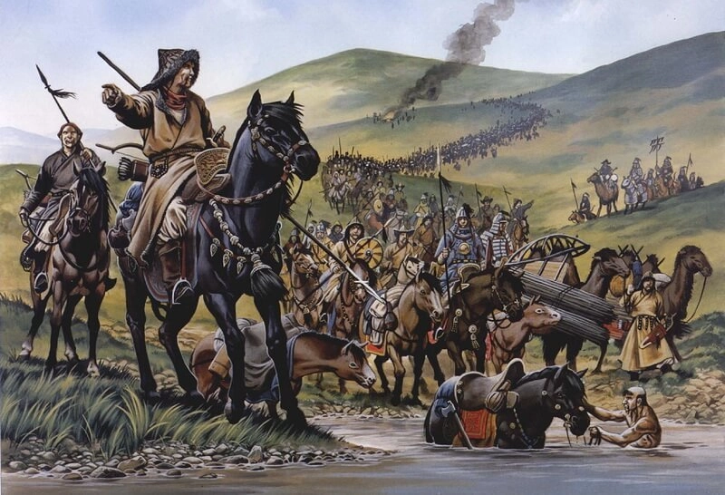 Монгольская армия на марше. Монгольская армия на марше.