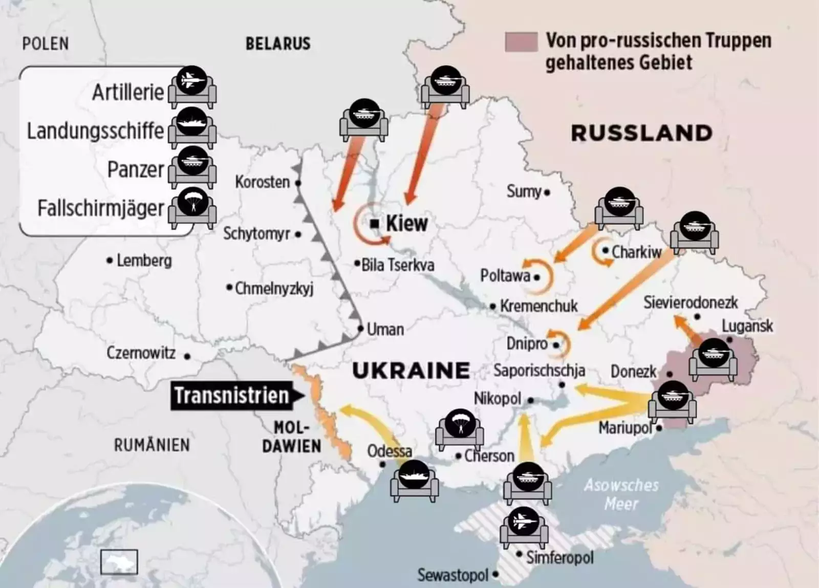 Схема нападения России на Украину