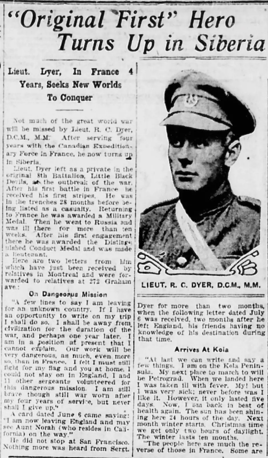 Статья о Ройсе Дайере в канадской газете (с портретом) Статья о Ройсе Дайере в канадской газете (с портретом)